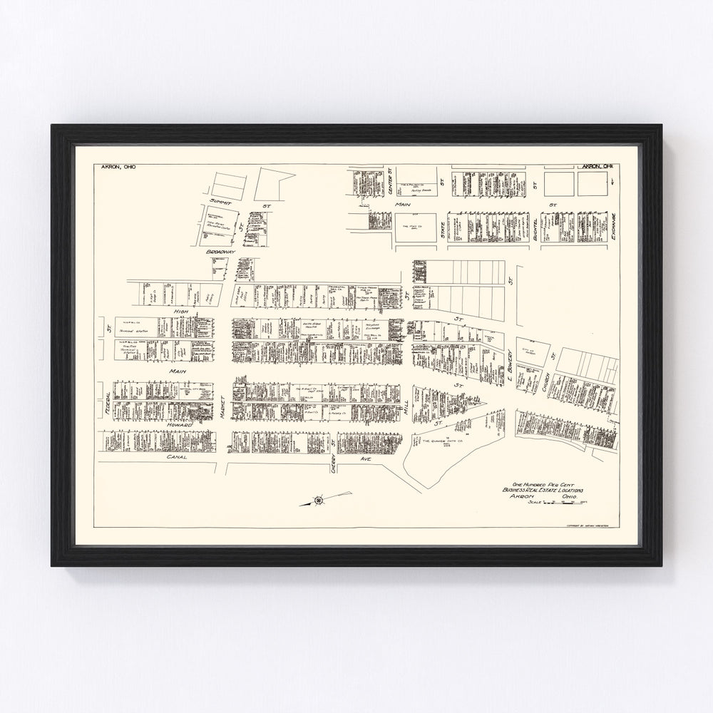 Akron Vintage Map 1929