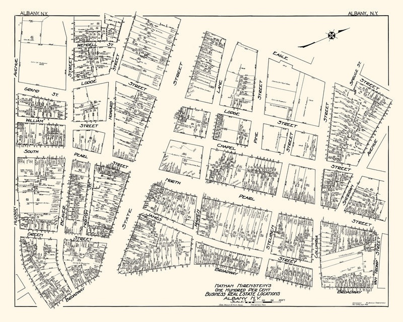 Size comparison using Vintage Map of Albany, NY Business Section 1929
