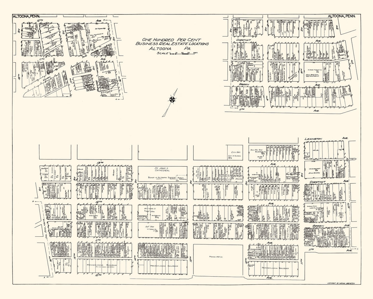 Preview of Vintage Map of Altoona, PA Business Section 1929