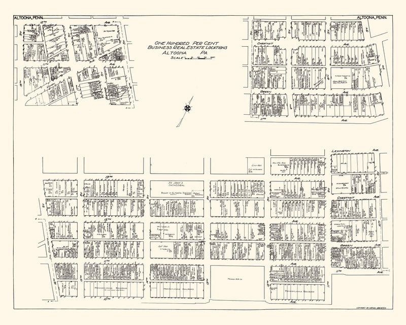 Size comparison using Vintage Map of Altoona, PA Business Section 1929
