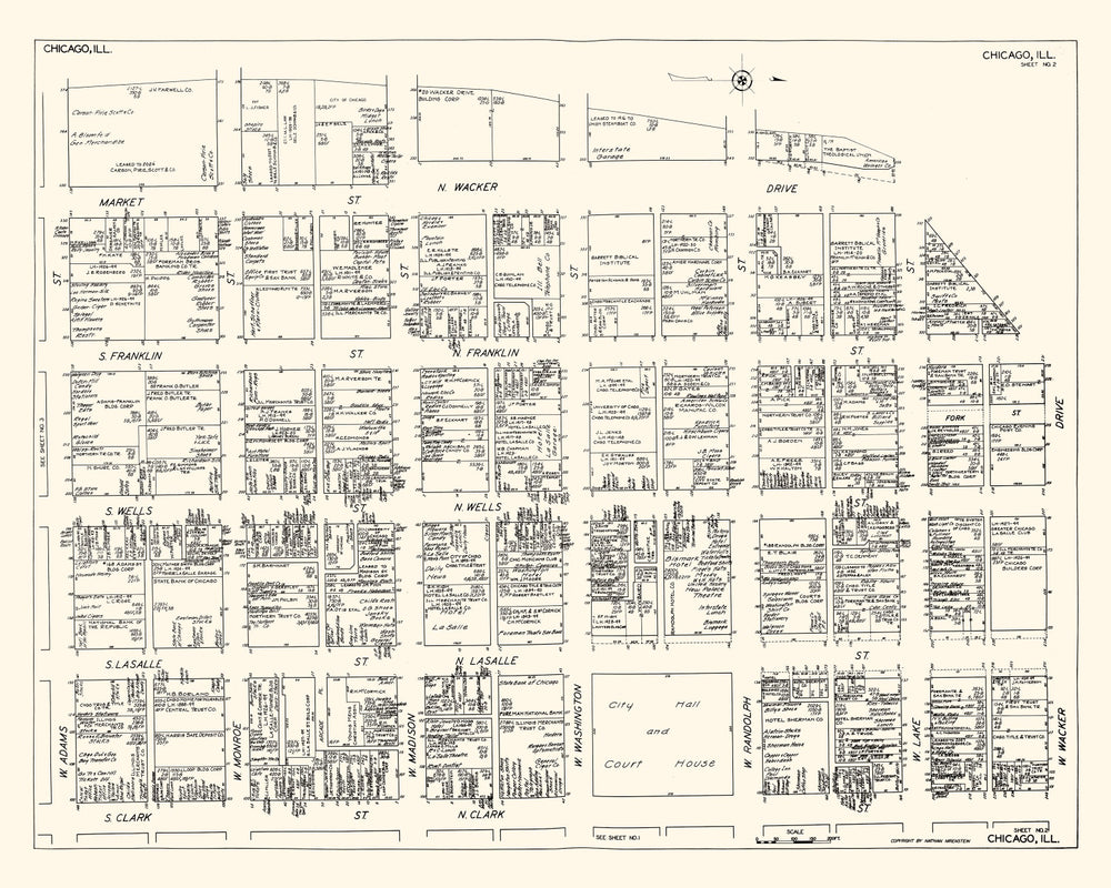 Vintage Map of Chicago, IL Business Section 1929 print style example