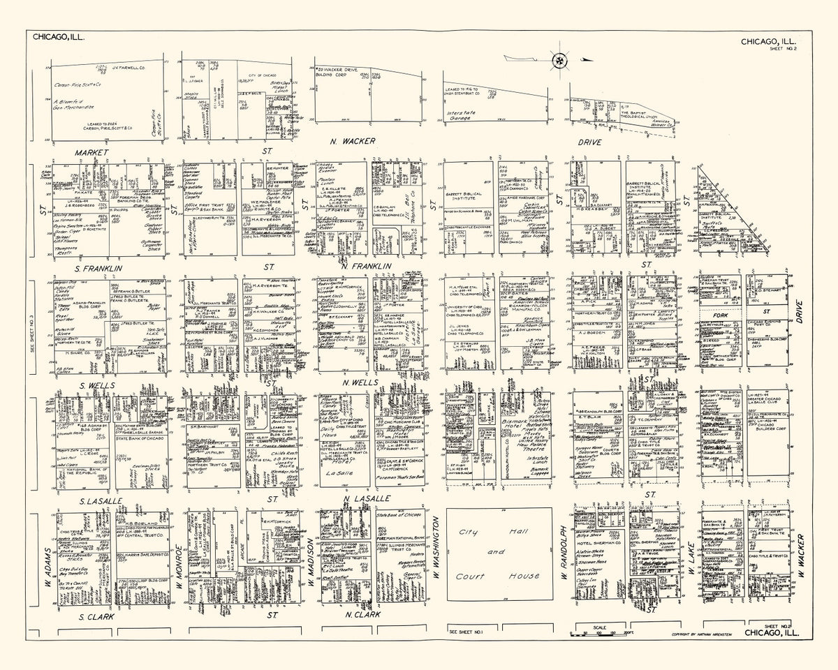 Preview of Vintage Map of Chicago, IL Business Section 1929