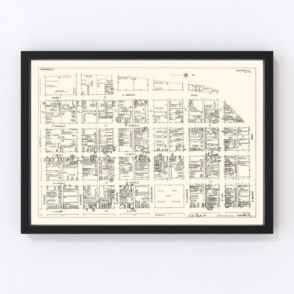 Chicago Vintage Map 1929