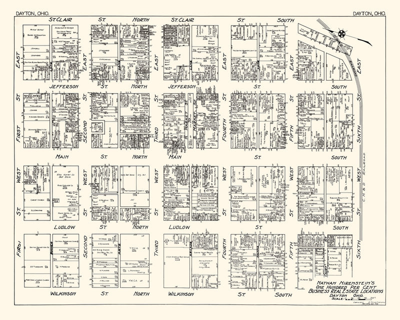 Size comparison using Vintage Map of Dayton, OH Business Section 1929