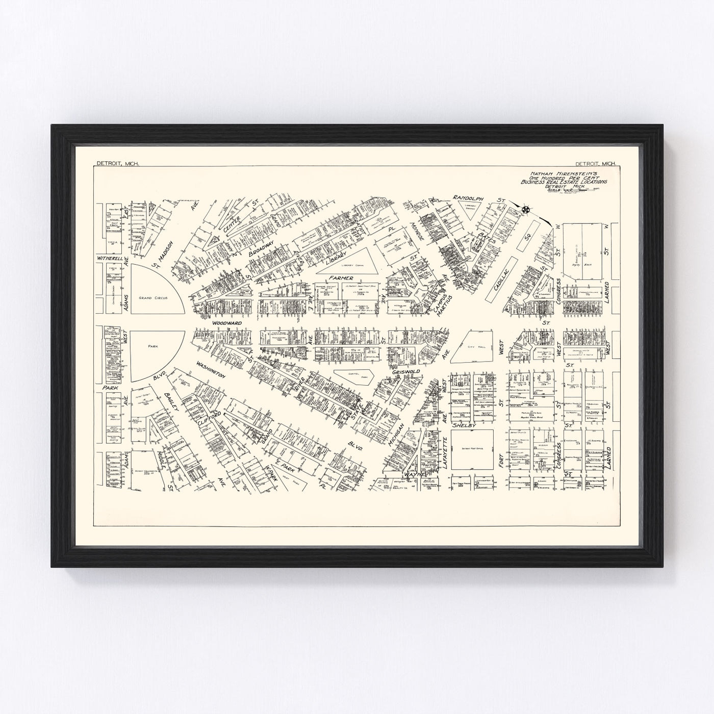 Detroit Vintage Map 1929