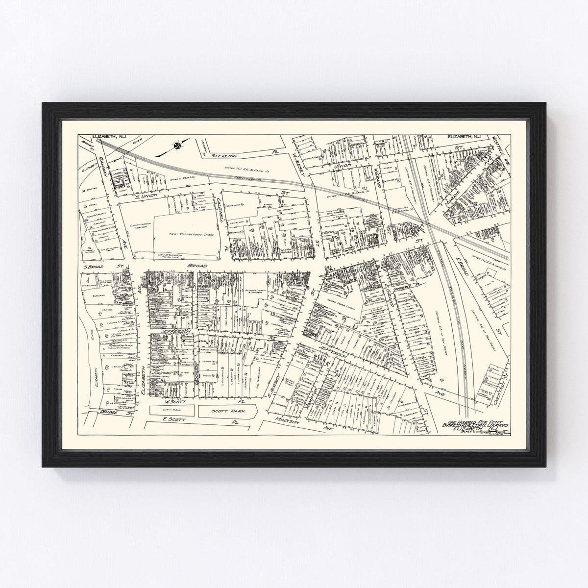 Elizabeth Vintage Map 1929