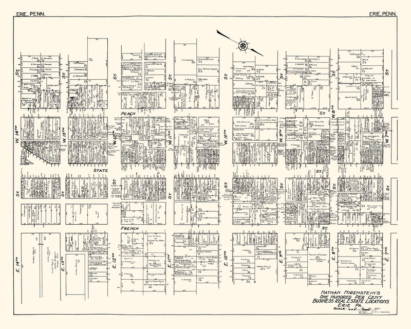 Size comparison using Vintage Map of Erie, PA Business Section 1929