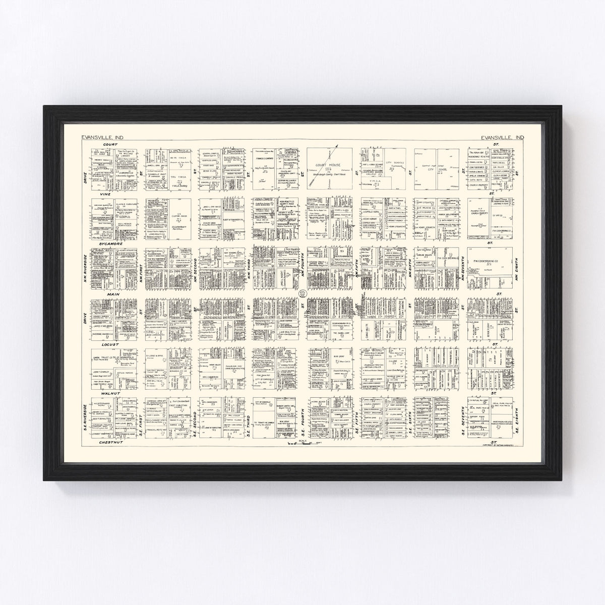 Evansville Vintage Map 1929