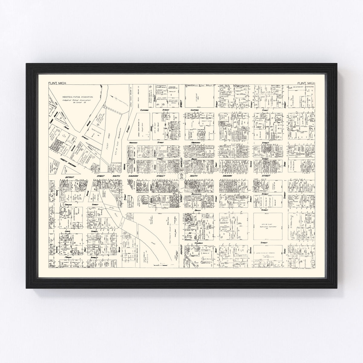 Flint Vintage Map 1929