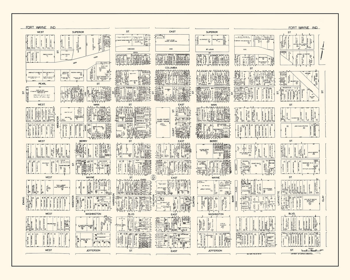 Preview of Vintage Map of Fort Wayne, IN Business Section 1929
