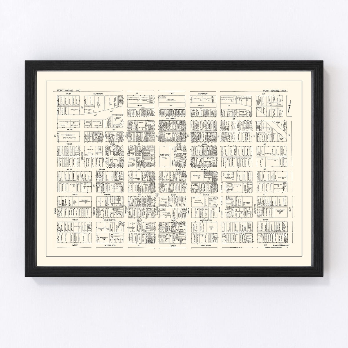 Fort Wayne Vintage Map 1929