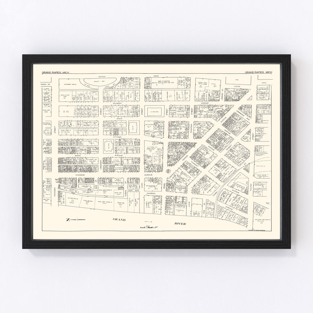 Grand Rapids Vintage Map 1929