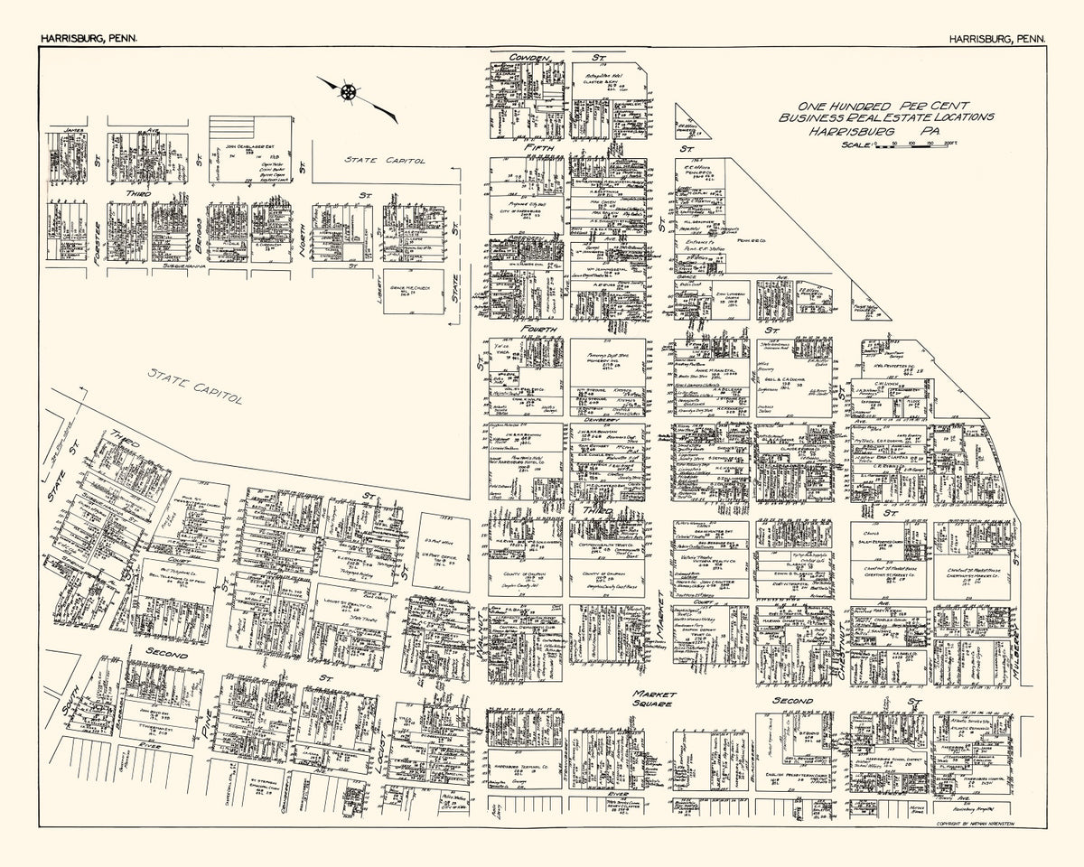 Preview of Vintage Map of Harrisburg, PA Business Section 1929