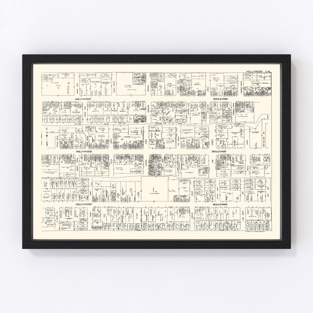 Hollywood Vintage Map 1929