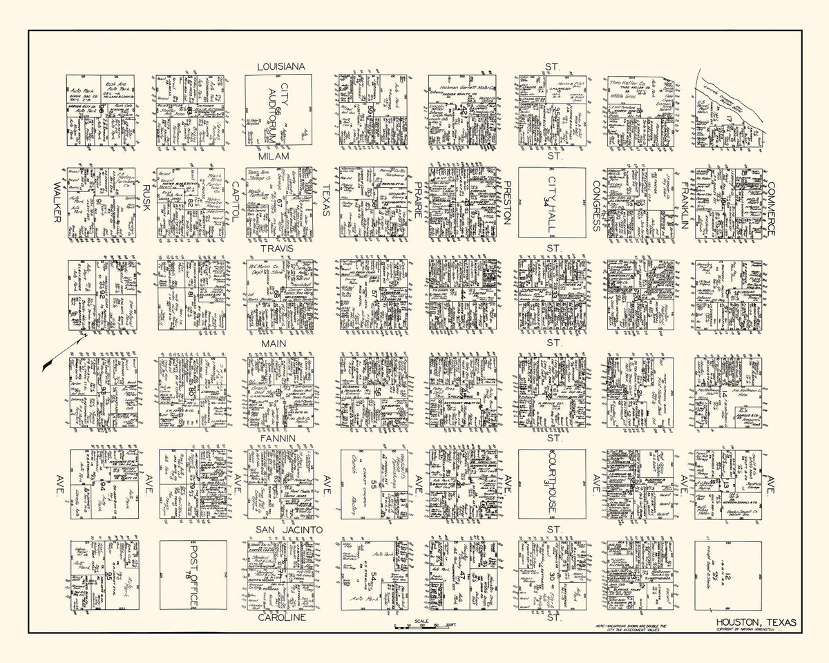 Preview of Vintage Map of Houston, TX Business Section 1929