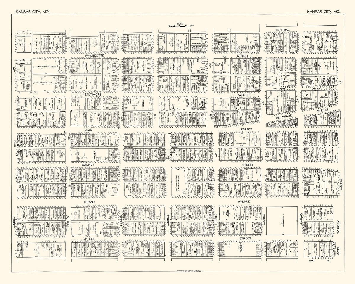 Preview of Vintage Map of Kansas City, MO Business Section 1929
