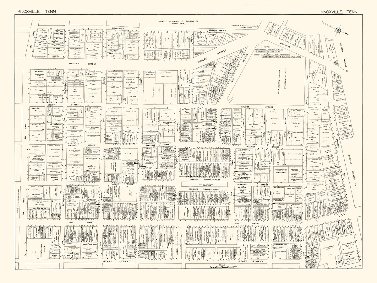 Preview of Vintage Map of Knoxville, TN Business Section 1929
