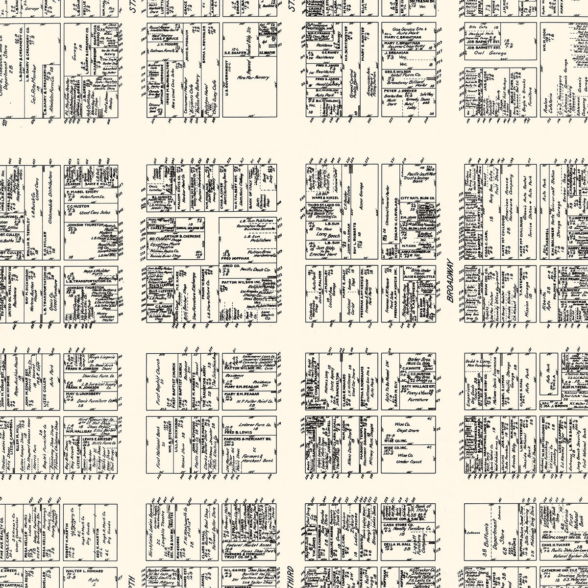 Restored historic details from the 1929 city map of Long Beach, California