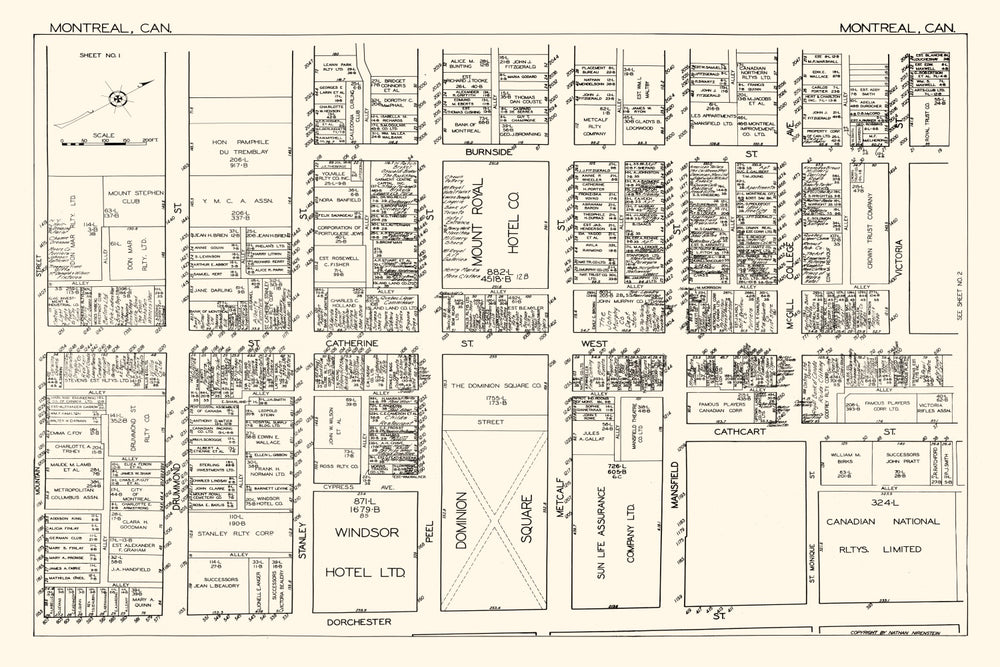Vintage Map of Montreal, Canada 1929 print style example