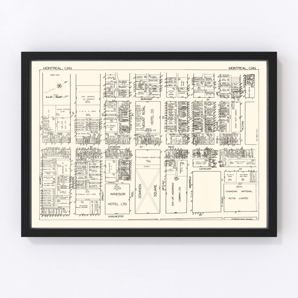 Montreal Vintage Map 1929