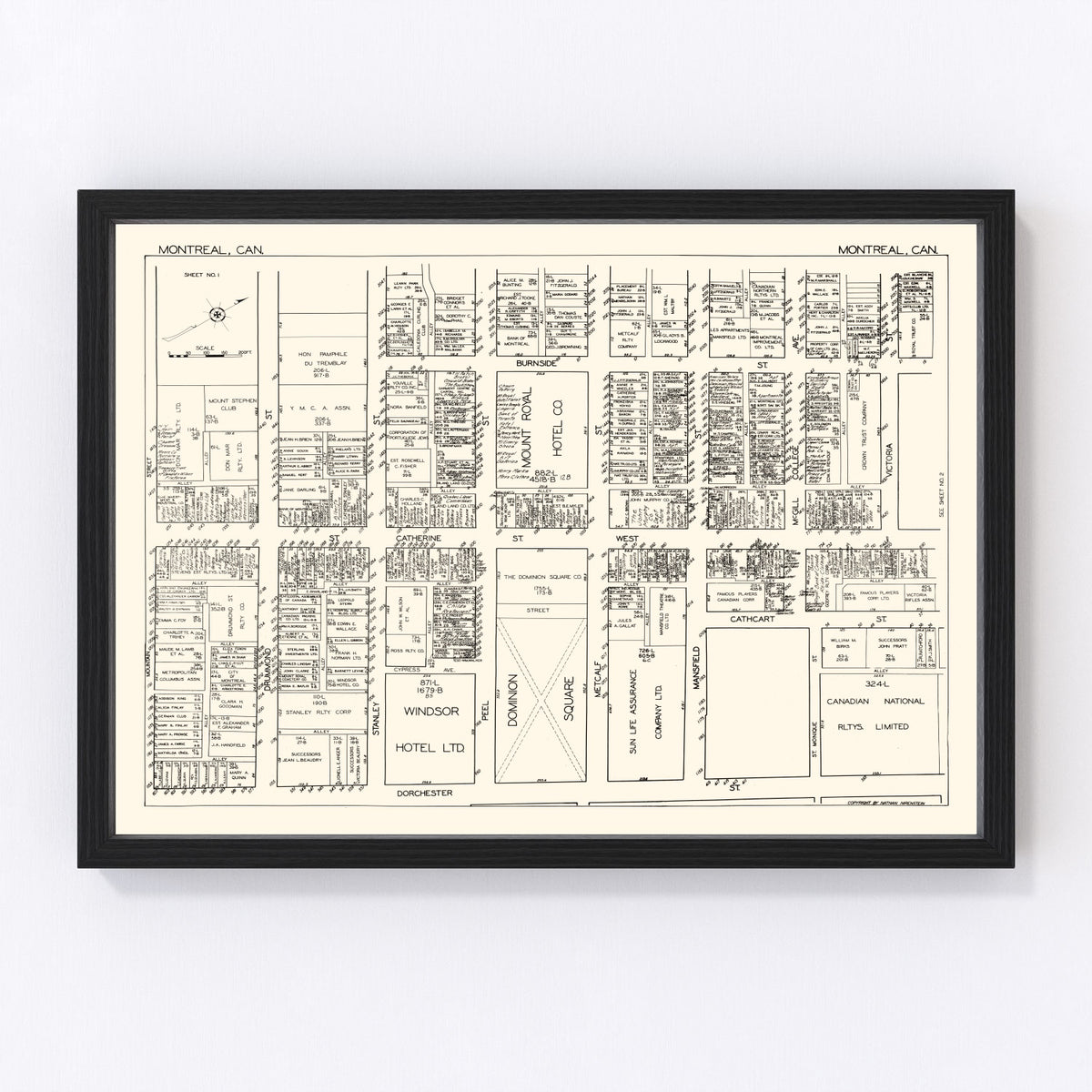 Montreal Vintage Map 1929