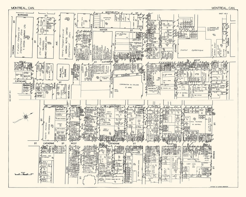 Size comparison using Vintage Map of Montreal, Canada 1929