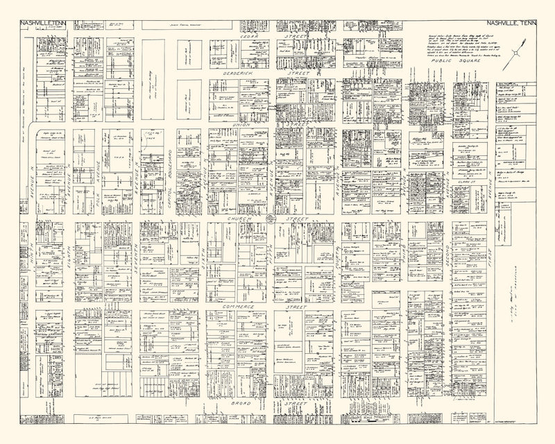 Size comparison using Vintage Map of Nashville, TN Business Section 1929