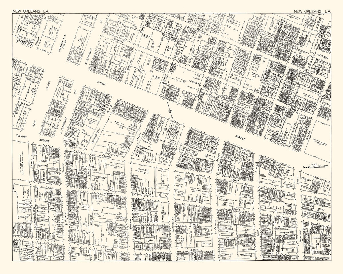 Preview of Vintage Map of New Orleans, LA Business Section 1929
