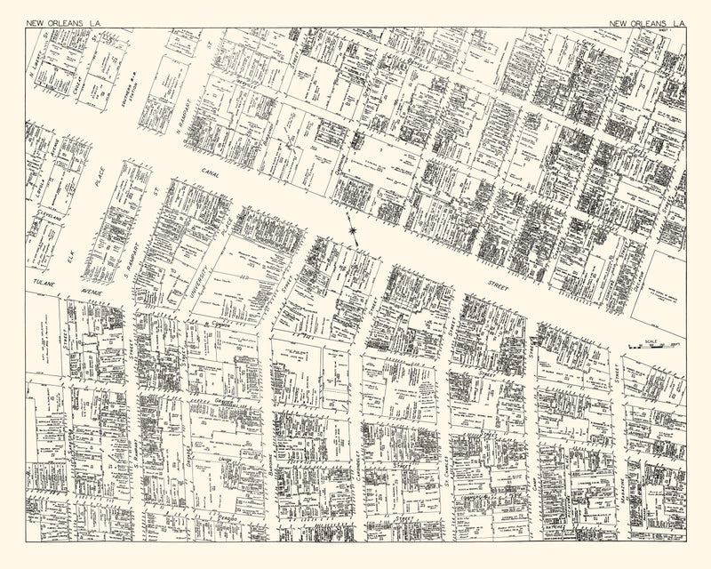 Size comparison using Vintage Map of New Orleans, LA Business Section 1929