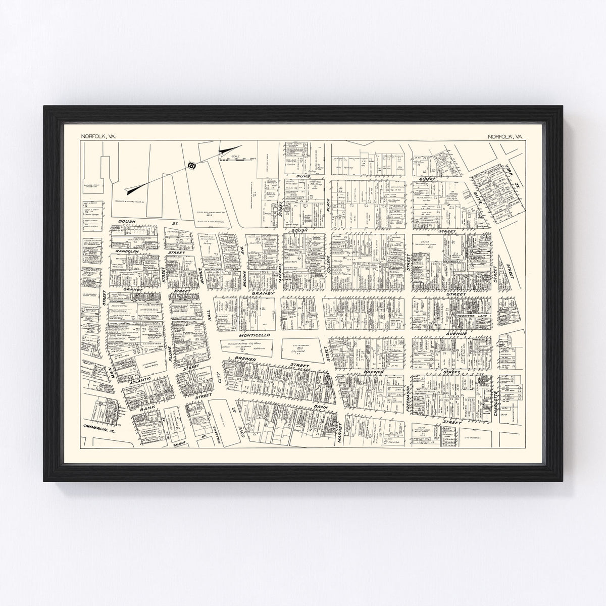 Norfolk Vintage Map 1929