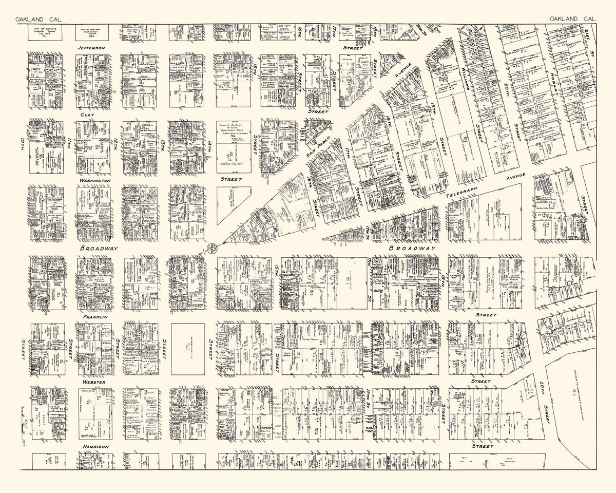 Preview of Vintage Map of Oakland, CA Business Section 1929
