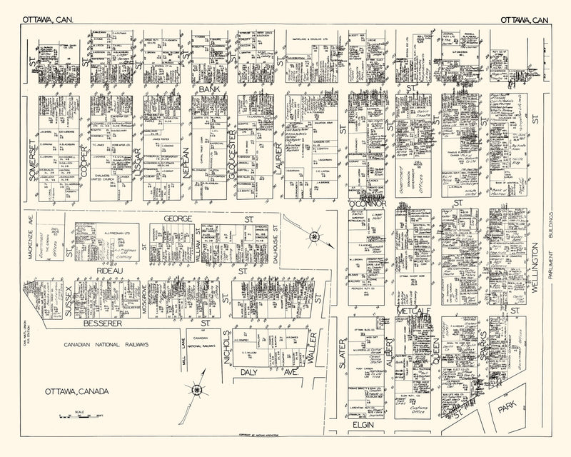 Size comparison using Vintage Map of Ottawa, Canada 1929