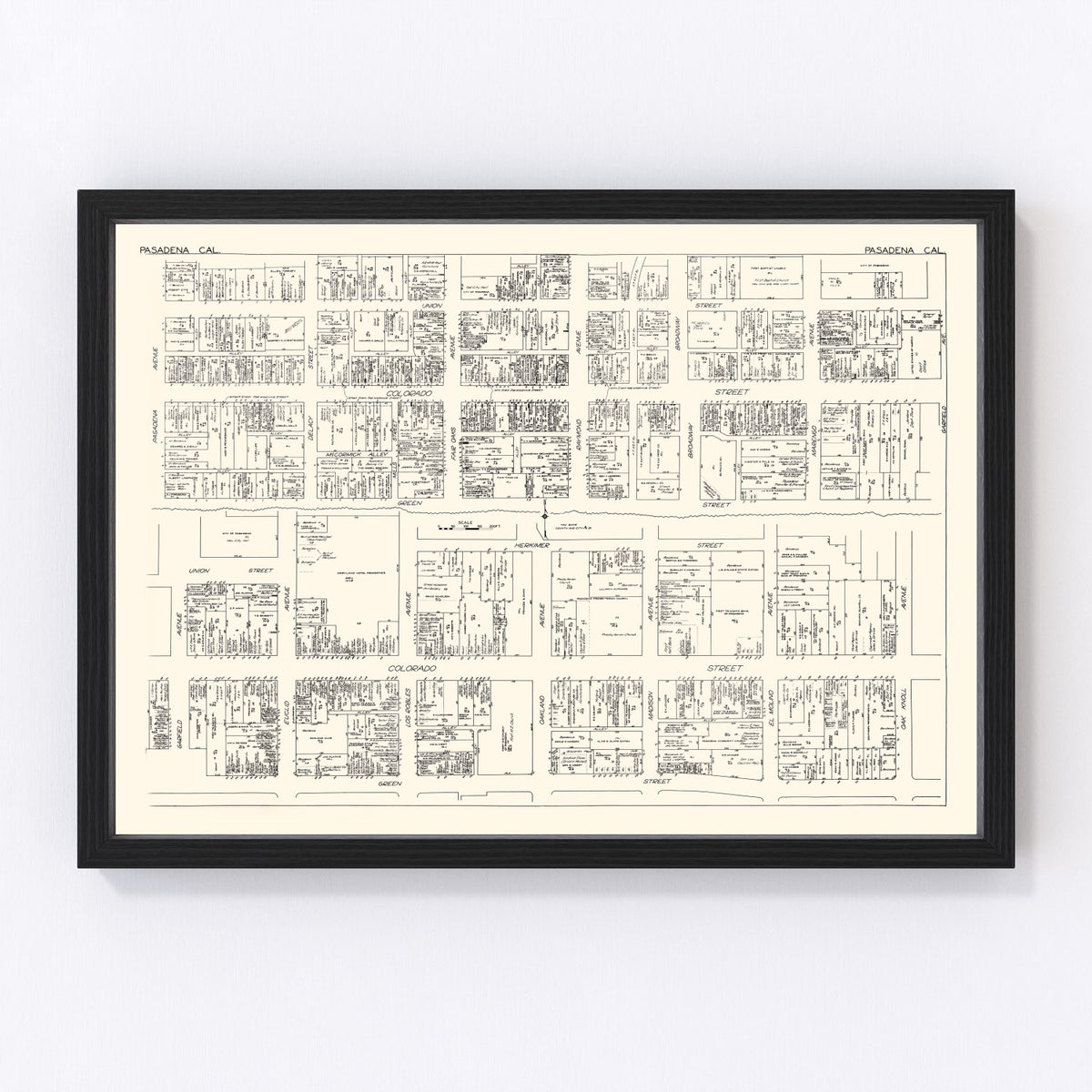 Pasadena Vintage Map 1929