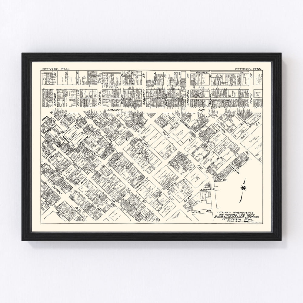 Pittsburgh Vintage Map 1929
