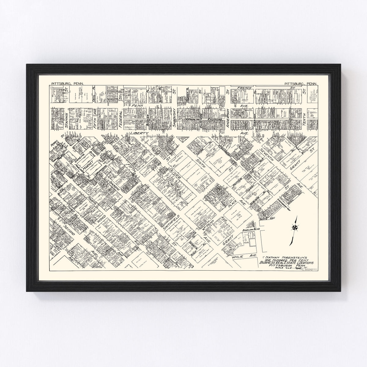 Pittsburgh Vintage Map 1929