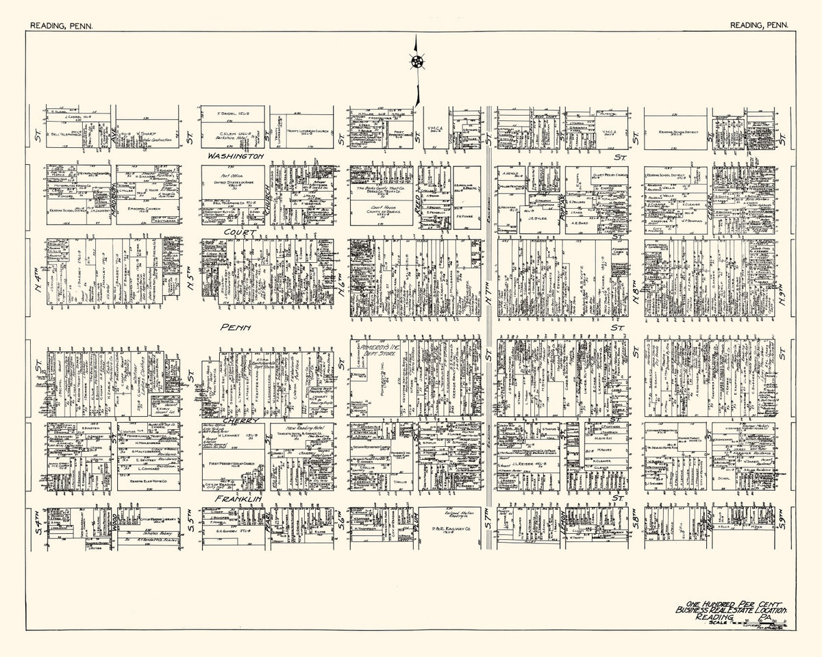 Preview of Vintage Map of Reading, PA Business Section 1929