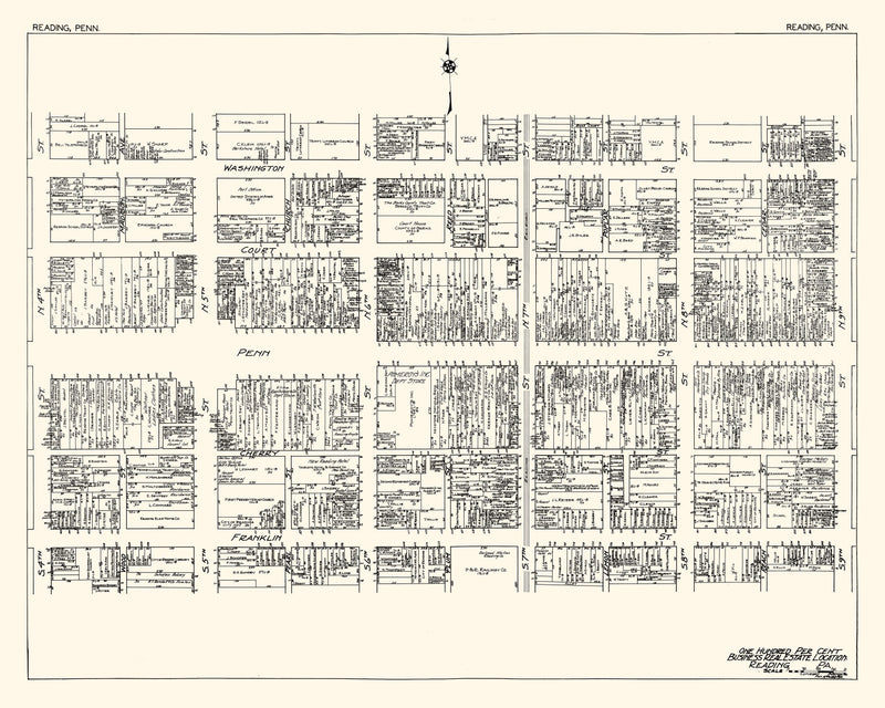 Size comparison using Vintage Map of Reading, PA Business Section 1929