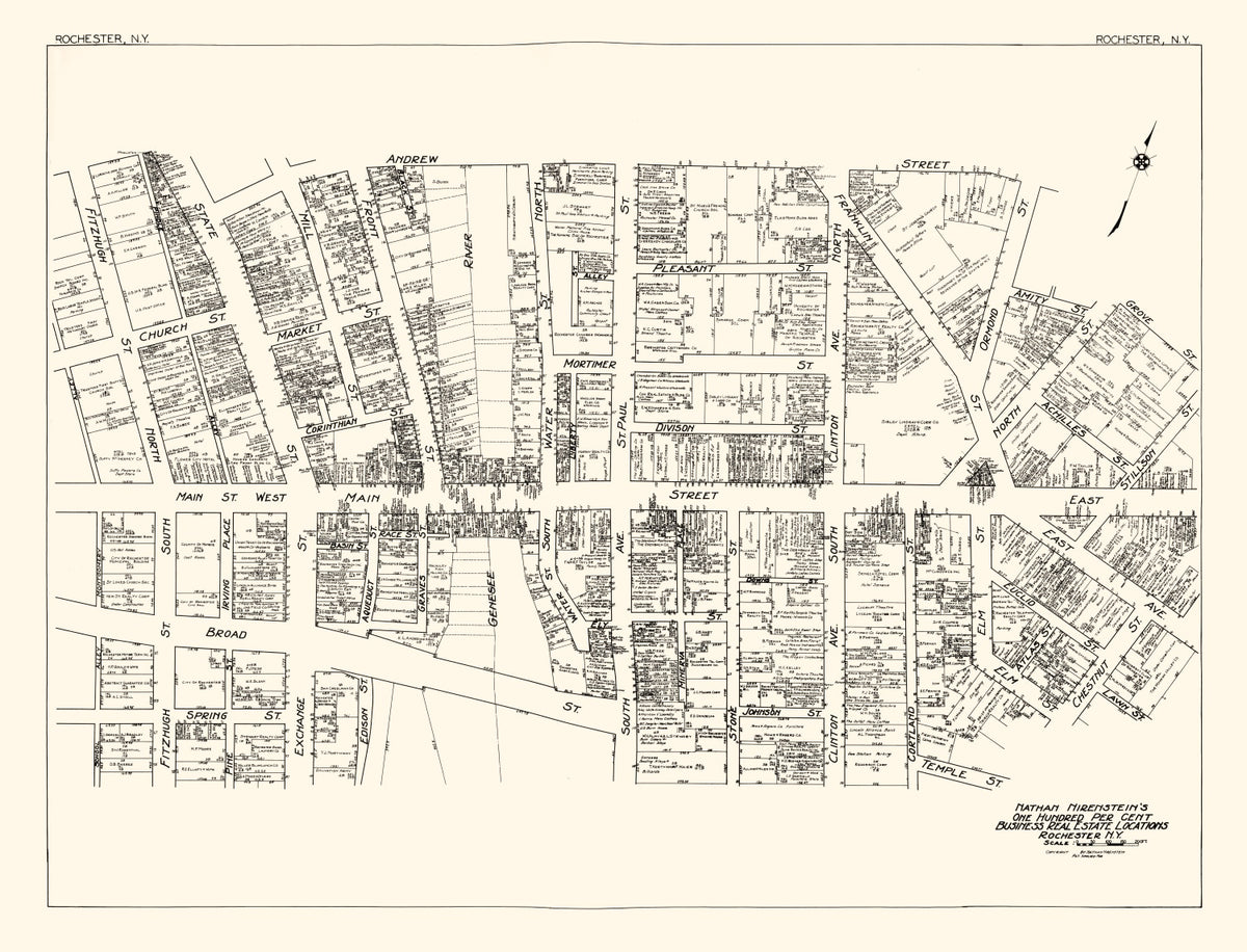 Preview of Vintage Map of Rochester, NY Business Section 1929