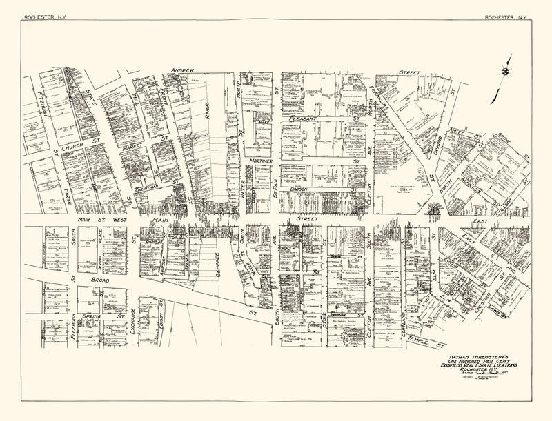 Size comparison using Vintage Map of Rochester, NY Business Section 1929