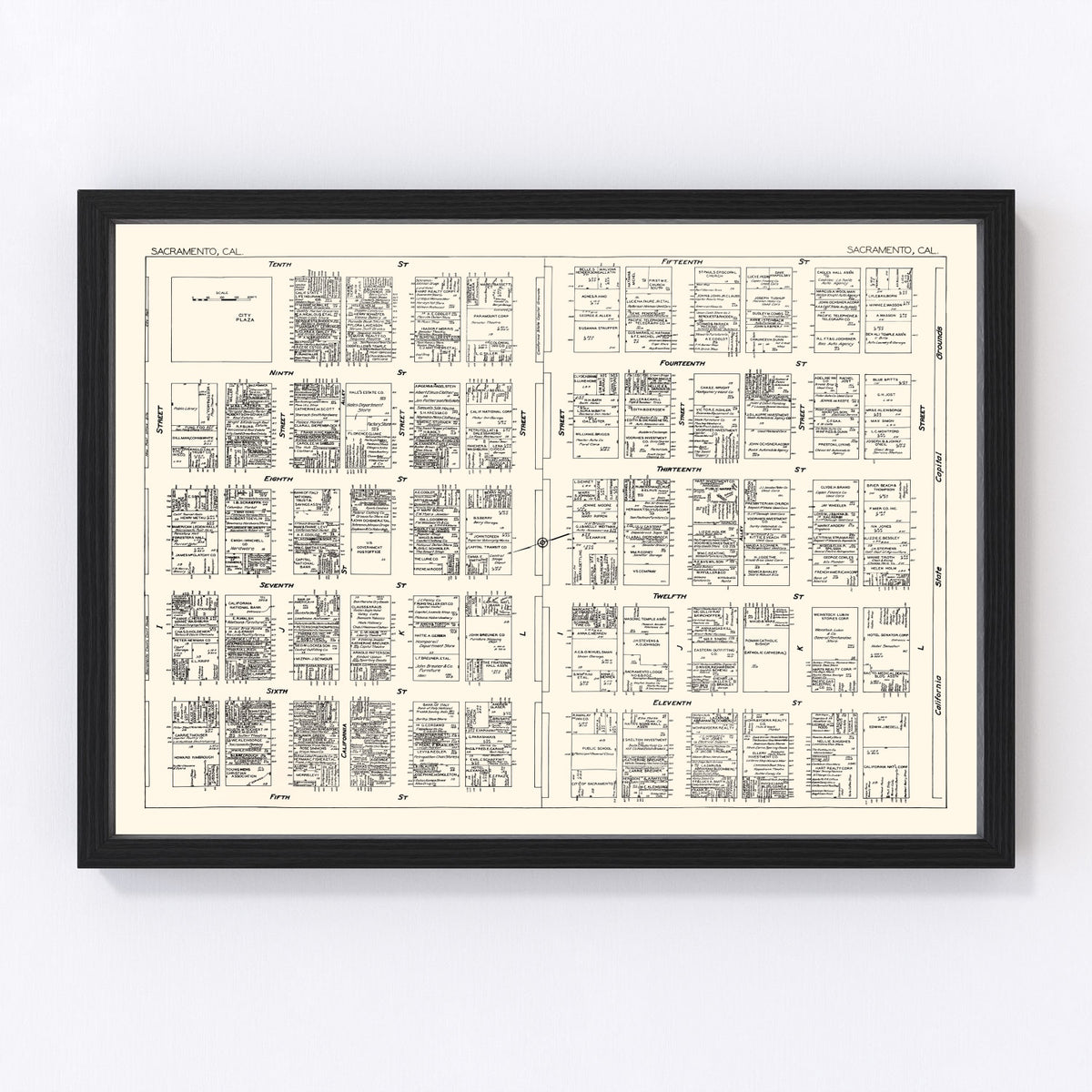 Sacramento Vintage Map 1929