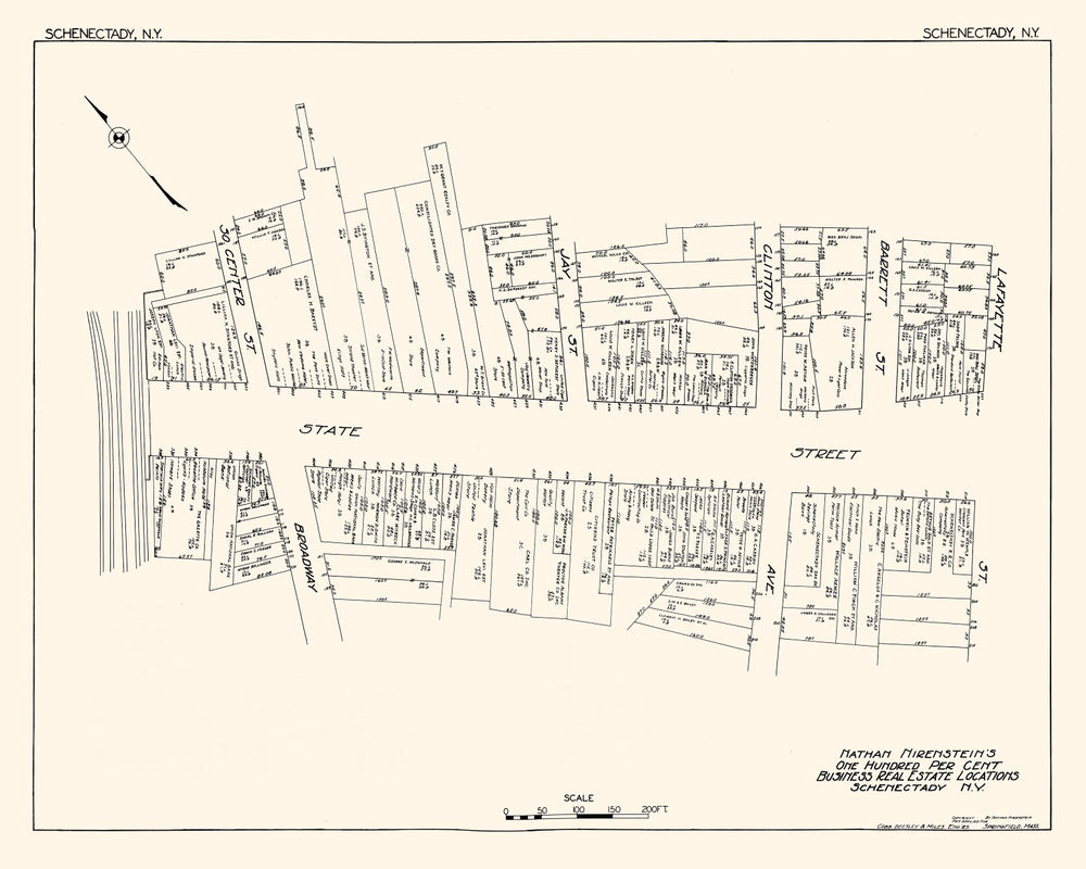Vintage Map of Schenectady, NY Business Section 1929 print style example