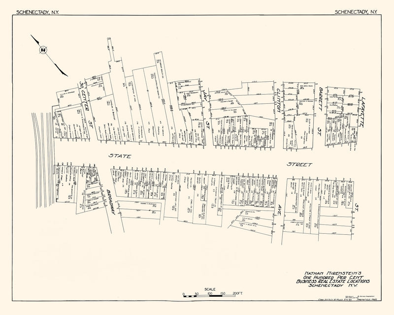 Size comparison using Vintage Map of Schenectady, NY Business Section 1929