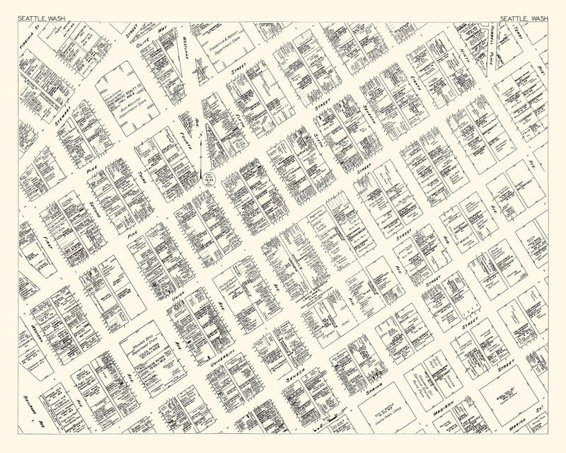 Size comparison using Vintage Map of Seattle, WA Business Section 1929