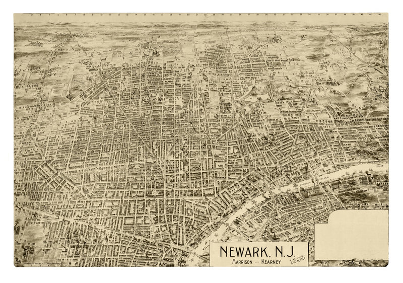 Size comparison using Vintage Map of Newark, New Jersey 1895