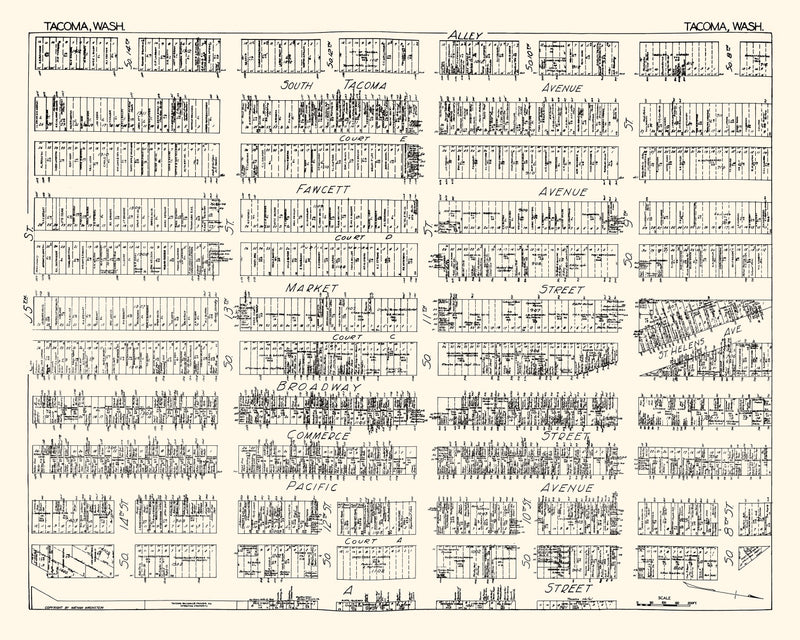 Size comparison using Vintage Map of Tacoma, WA Business Section 1929