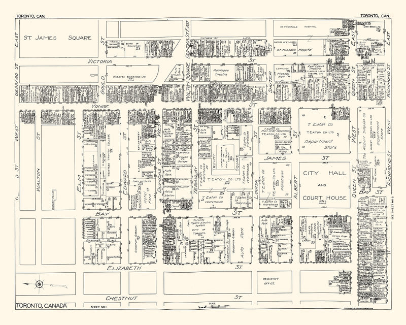 Size comparison using Vintage Map of Toronto, Canada 1929
