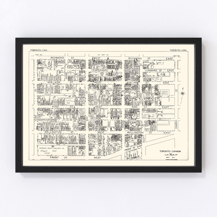 Vintage Map of Toronto, Canada 1929