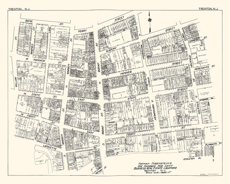 Size comparison using Vintage Map of Trenton, NJ Business Section 1929