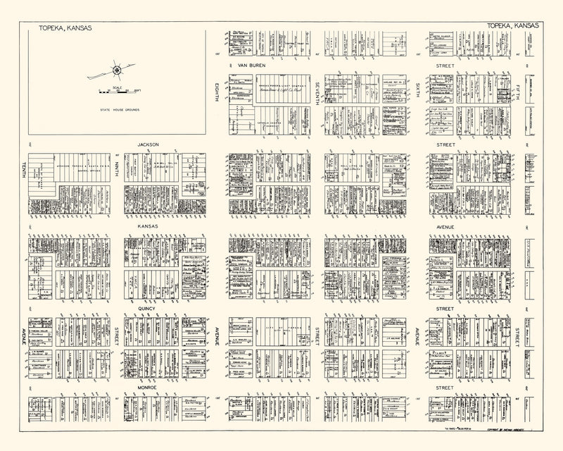 Size comparison using Vintage Map of Topeka, KS Business Section 1929