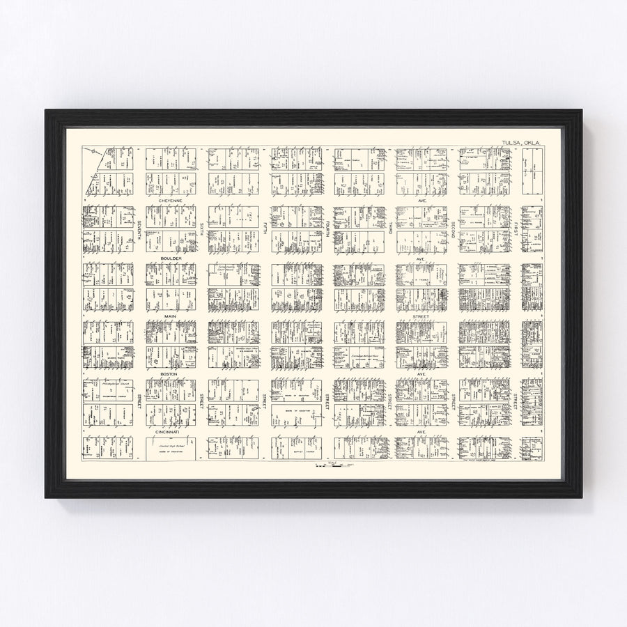 Vintage Map of Tulsa, OK Business Section 1928